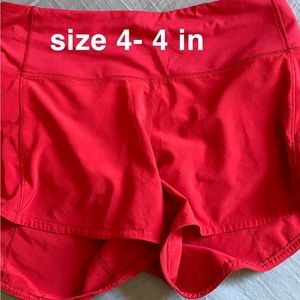 Red lululemon shorts - size 4 - 4 inch